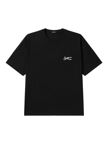 DENHAM Stencil Crew Neck Cotton T-Shirt, Black, Black