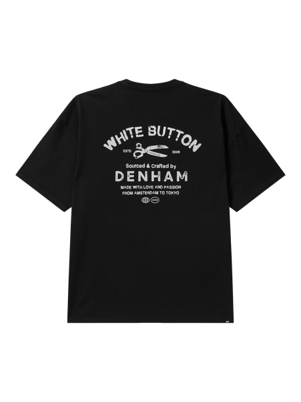 DENHAM Stencil Crew Neck Cotton T-Shirt, Black - view 2, Black