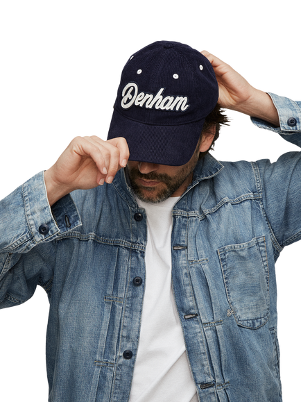 DENHAM Script Logo Baseball Cap, Blue, Blue