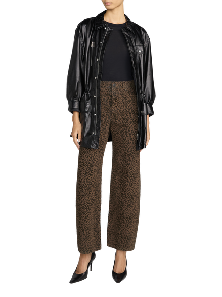FRAME The Bow Animal Print High Rise Barrel Leg Jeans, Brown/Multi, Brown Multi