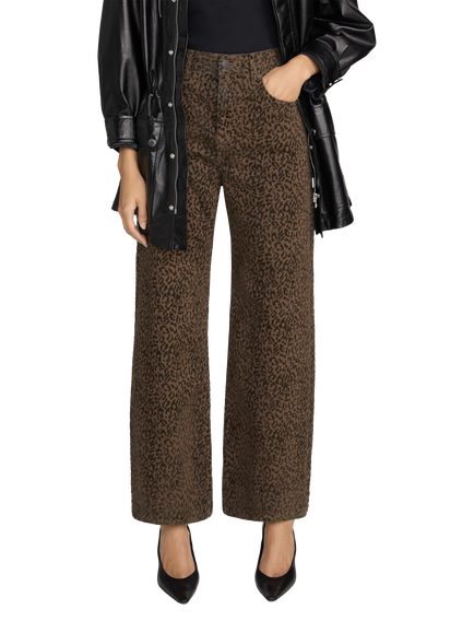 FRAME The Bow Animal Print High Rise Barrel Leg Jeans, Brown/Multi - view 2, Brown Multi