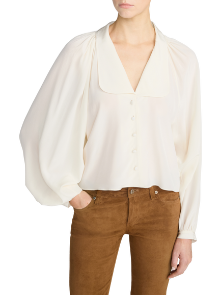 FRAME The Silk Gala Shirt, Cream, Cream
