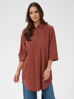 KAFFE Pauline Crinkle Shirt Dress, Brown, Brown