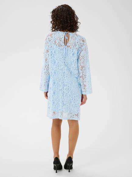 KAFFE Floral Lace Shift Dress, Mid Blue - view 2, Mid Blue