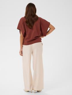 KAFFE Stormy Drape Sleeve T-Shirt, Brown - view 2, Brown