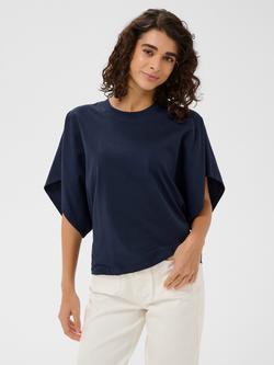 KAFFE Stormy Drape Sleeve T-Shirt, Midnight Marine, Midnight Marine