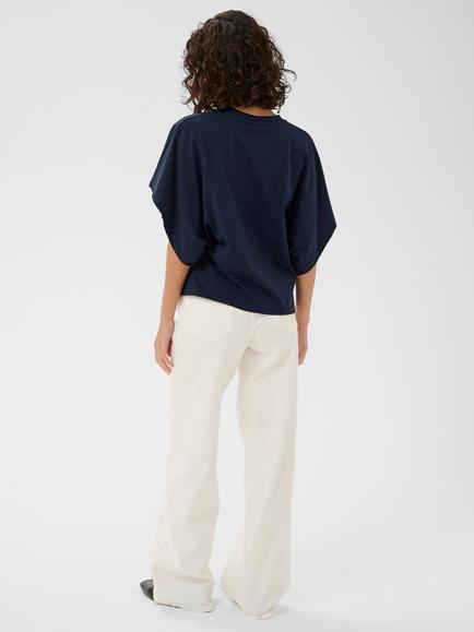 KAFFE Stormy Drape Sleeve T-Shirt, Midnight Marine - view 2, Midnight Marine
