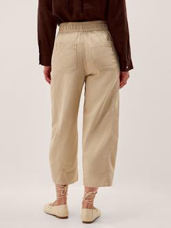 Monsoon Megan Cropped Barrel Trousers, Ecru - view 2, Ecru