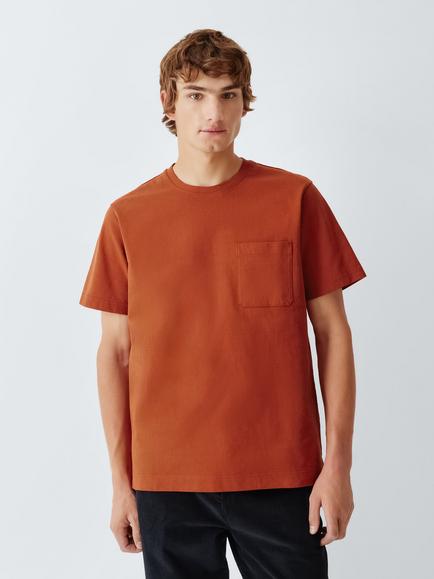 John Lewis Cotton Slub Pocket Crew Neck T-Shirt, Rust, Rust