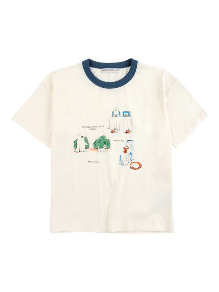 Bobo Choses Kids' Cotton Ghost Print T-Shirt, White Multi White - view 2, White Multi White
