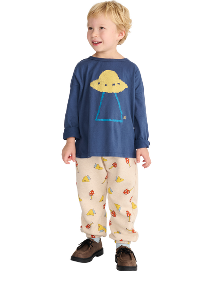 Bobo Choses Kids' Pixel Abduction Cotton Long Sleeve T-Shirt, Blue Multi Blue, Blue Multi Blue