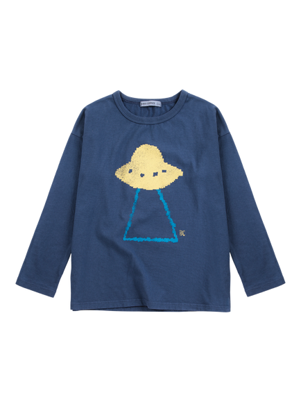 Bobo Choses Kids' Pixel Abduction Cotton Long Sleeve T-Shirt, Blue Multi Blue - view 2, Blue Multi Blue