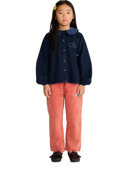 Bobo Choses Kids' Mystery Cotton Long Sleeve Blouse, Blue Denim, Blue Denim