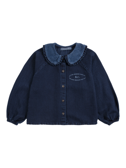 Bobo Choses Kids' Mystery Cotton Long Sleeve Blouse, Blue Denim - view 2, Blue Denim