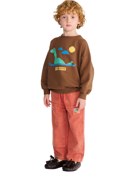 Bobo Choses Kids' Lake Monster Cotton Sweatshirt, Brown Multi Brown, Brown Multi Brown