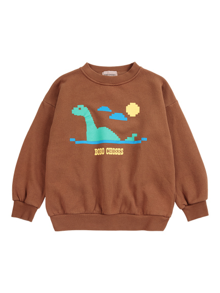 Bobo Choses Kids' Lake Monster Cotton Sweatshirt, Brown Multi Brown - view 2, Brown Multi Brown