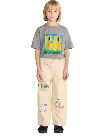 Bobo Choses Kids' Cotton Ghost Print Trousers, White Multi White, White Multi White