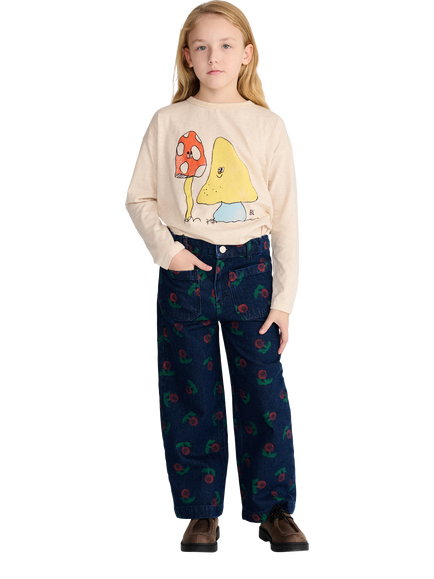 Bobo Choses Kids' Stamp Bloom Floral Jeans, Blue Denim, Blue Denim