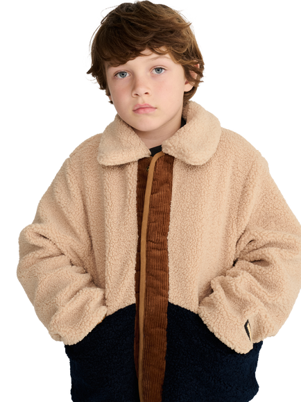 Bobo Choses Kids' Pixel Abduction Reversible Jacket, Brown Multi Brown - view 2, Brown Multi Brown