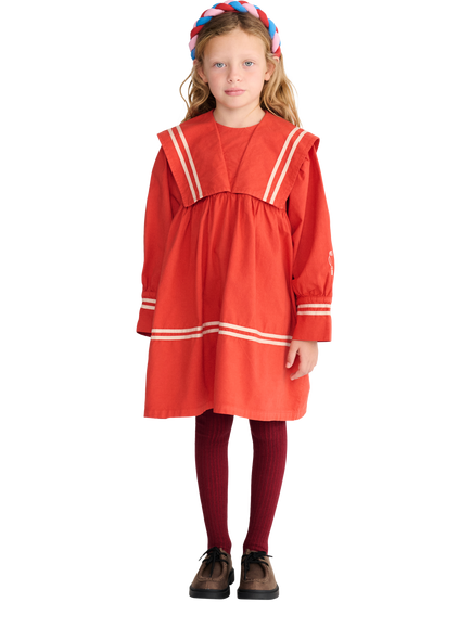 Bobo Choses Kids' Cotton Long Sleeve Sailor Dress, Red Multi Red, Red Multi Red