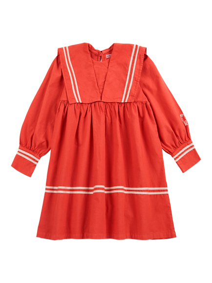 Bobo Choses Kids' Cotton Long Sleeve Sailor Dress, Red Multi Red - view 2, Red Multi Red