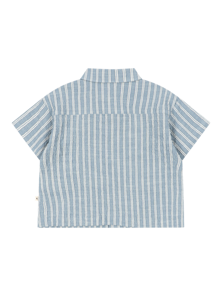 Konges Sløjd Elliot Short Sleeve Stripe Shirt, Blue - view 2, Blue