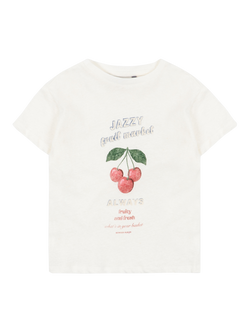 Konges Sløjd Kids' Cotton Blend Cherry Print T-Shirt, Cream, Cream