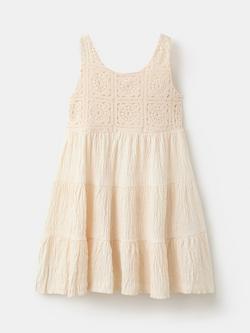 Mango Kids' Crochet Tiered Mini Dress, Raw, Raw