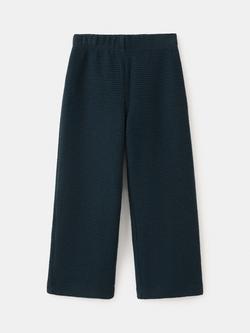 Mango Kids' Textured Wide Leg Trousers, Navy, Navy