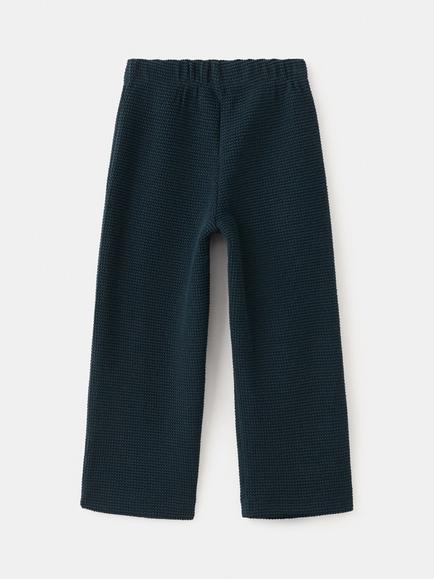 Mango Kids' Textured Wide Leg Trousers, Navy - view 2, Navy
