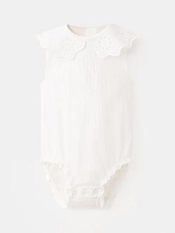 Mango Baby Ruffled Bodysuit, Off White, Off White