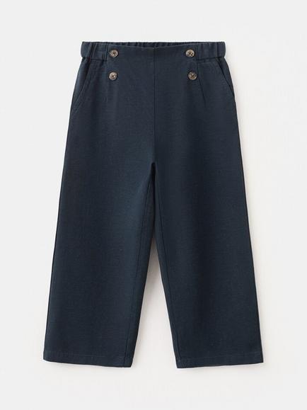 Mango Kids' Wide Leg Cropped Culottes, Navy, Navy