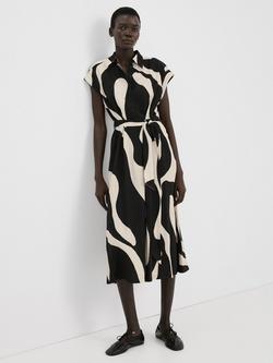 Mango Belted Collared Maxi Shirt Dress, Black, Black