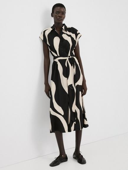 Mango Belted Collared Maxi Shirt Dress, Black, Black