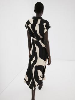 Mango Belted Collared Maxi Shirt Dress, Black - view 2, Black