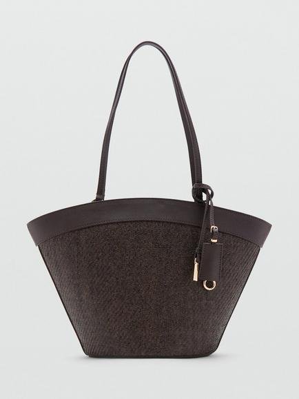 Mango Natural Fibre Bucket Tote Bag, Chocolate, Chocolate