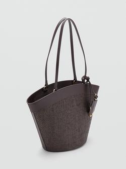 Mango Natural Fibre Bucket Tote Bag, Chocolate - view 2, Chocolate