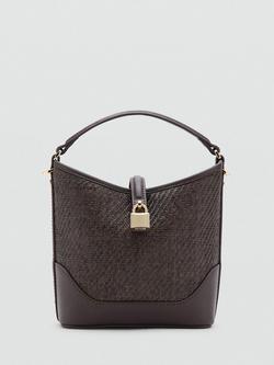 Mango Raffia Bucket Bag, Chocolate, Chocolate