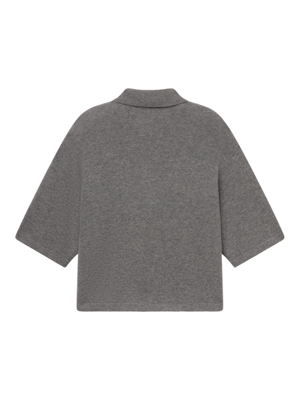 FRAME The Academy Cashmere Polo Shirt, Grey - view 2, Grey