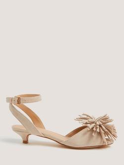 Monsoon Poppy Pom Pom Kitten Heel Sandals, Ivory, Ivory