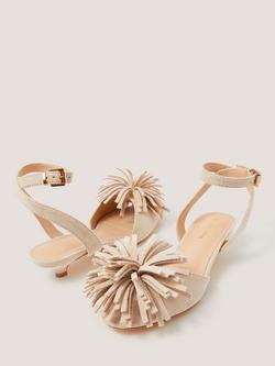 Monsoon Poppy Pom Pom Kitten Heel Sandals, Ivory - view 2, Ivory