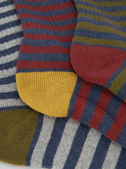 John Lewis Cotton Rich Breton Stripe Socks, Pack of 3, Navy - view 2, Navy