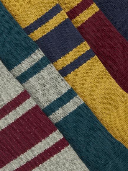 John Lewis Cotton Rich Collegiate Tube Stripe Socks, Pack of 5, Multi - view 2, Multi