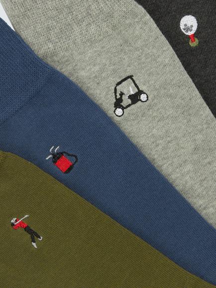 John Lewis Cotton Rich Embroidered Golf Socks, Pack of 5, Multi - view 2, Multi