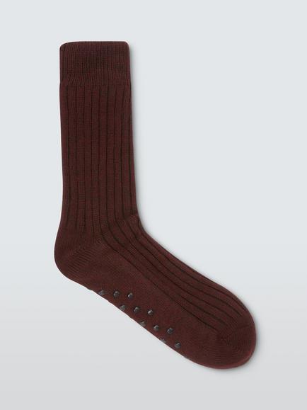 John Lewis Grip Lounge Socks, Burgundy, Burgundy