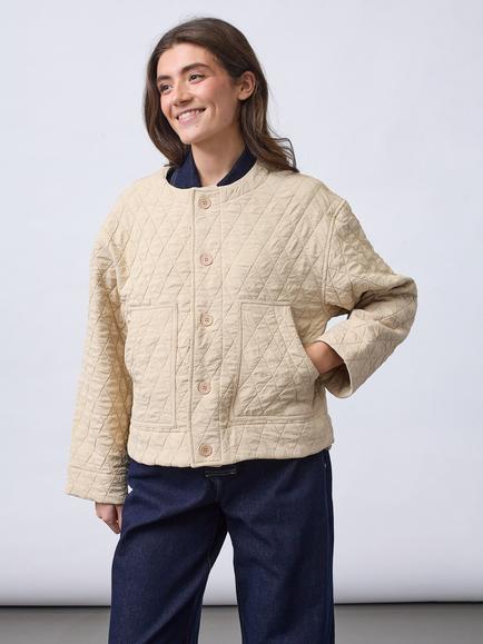 Sisters Point Lisana Check Quilted Jacket, Sandstone, Sandstone