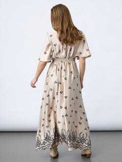 Sisters Point Gisela V-Neck Embroidered Maxi Dress, Champagne/Black - view 2, Champagne/Black
