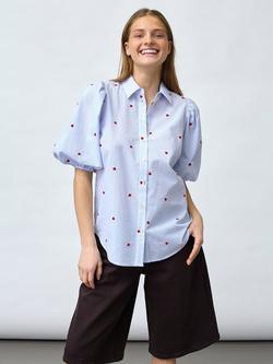 Sisters Point Ella Embroidered Heart Shirt, Blue, Blue