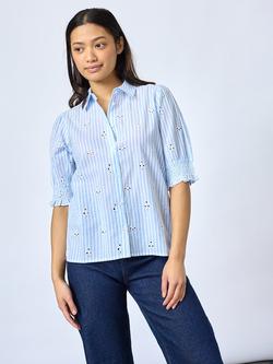 Sisters Point Isola Stripe Cutwork Shirt, Blue, Blue
