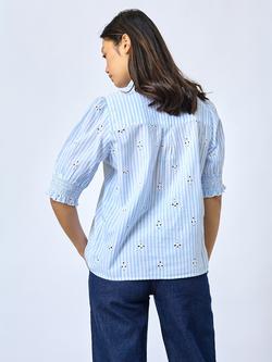 Sisters Point Isola Stripe Cutwork Shirt, Blue - view 2, Blue